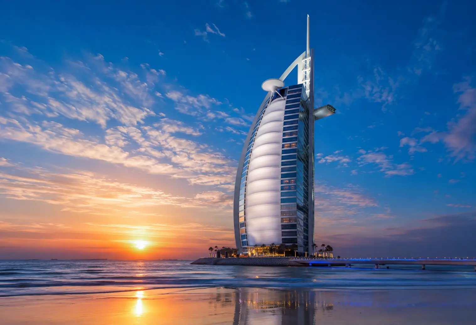 Burj Al Arab luxury hotel overlooking the Arabian Gulf