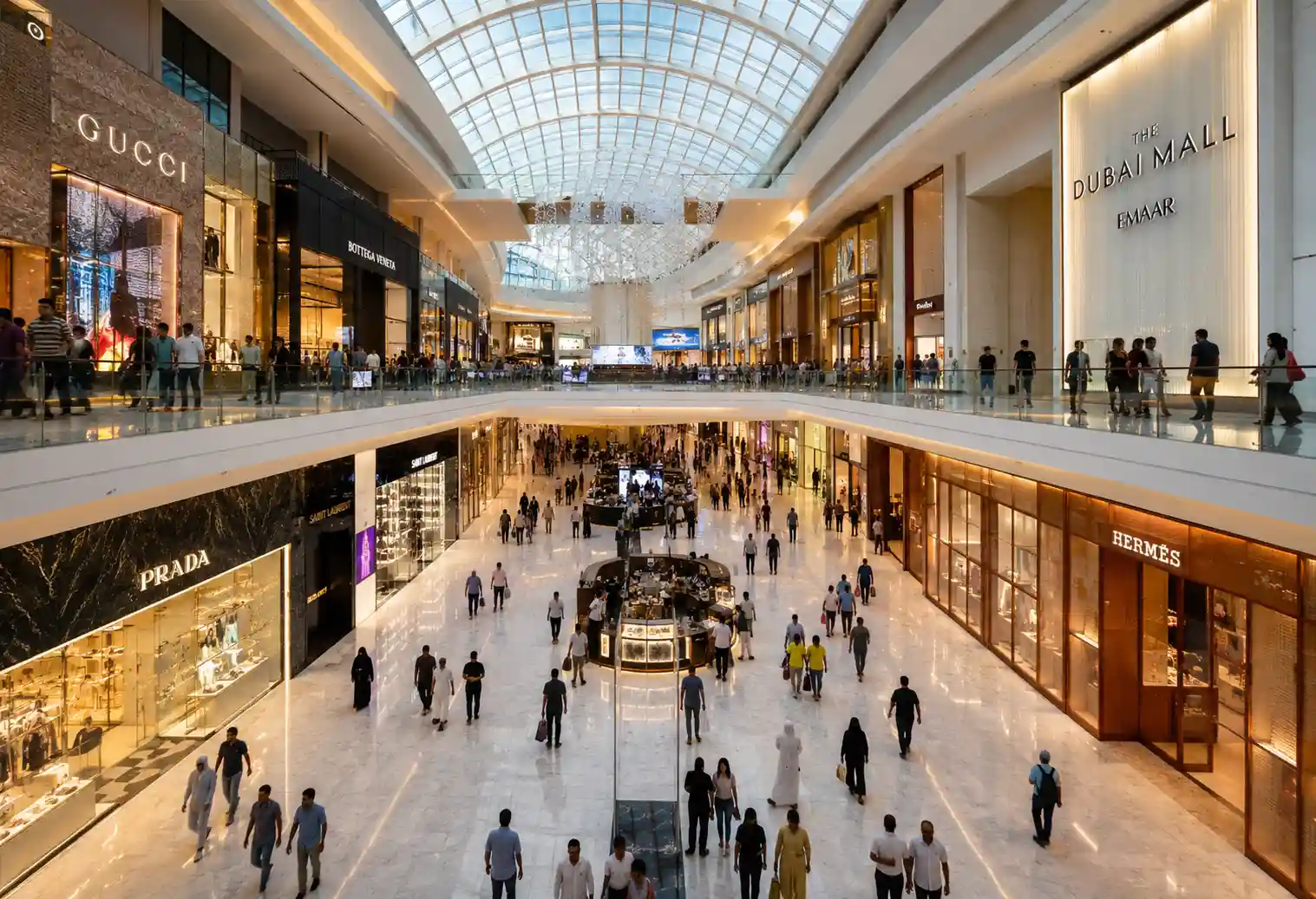 Interior of Dubai Mall with luxury shopping and attractions